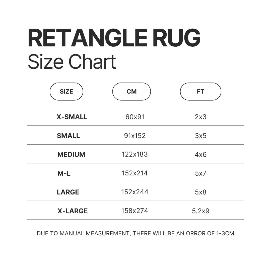 Retangle Rug Size Chart - Plants vs Zombies Merch