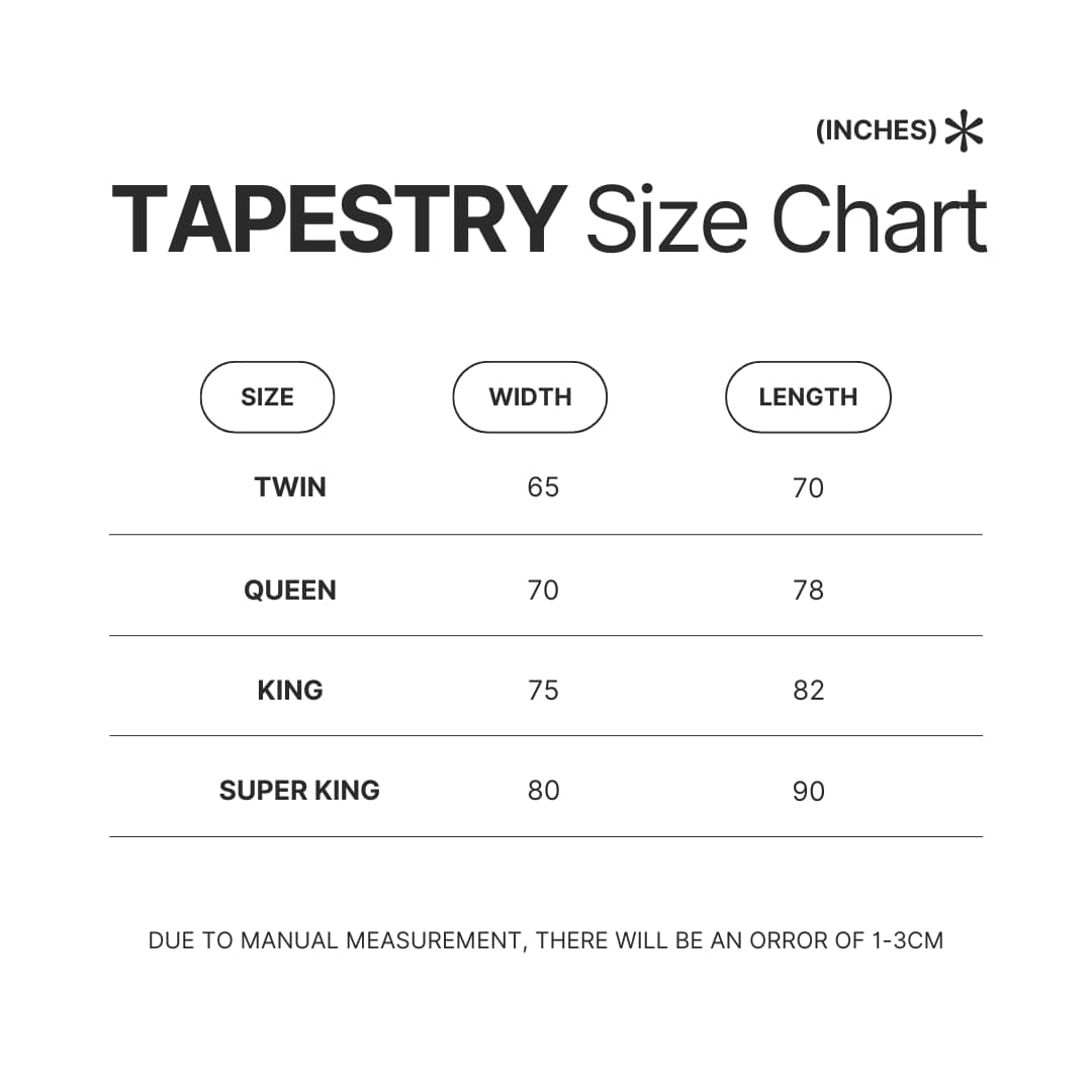 Tapestry Size Chart - Plants vs Zombies Merch